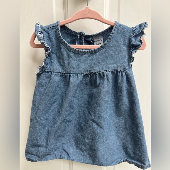 NWOT Carter’s 24M Denim Flutter Sleeve Blouse - Picture 1 of 3